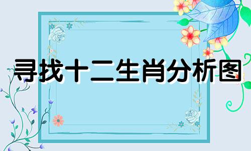寻找十二生肖分析图 十二生肖实战评价图分析图