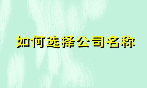 如何选择公司名称 新成立的公司如何选择公司名称