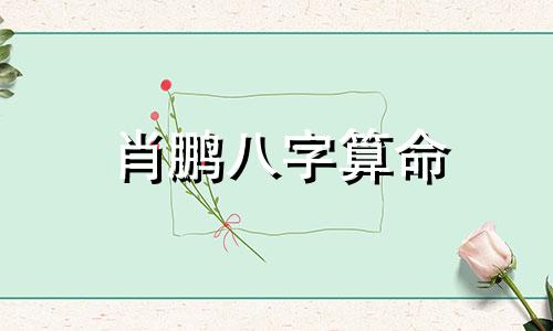 肖鹏八字算命 给姓肖的孩子起名