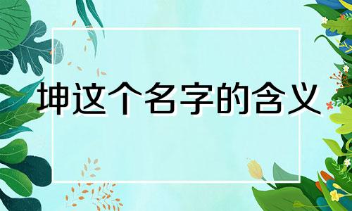 坤这个名字的含义