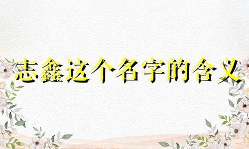 志鑫这个名字的含义
