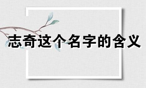 志奇这个名字的含义