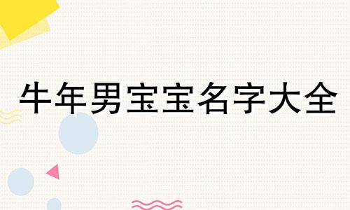 牛年男宝宝名字大全
