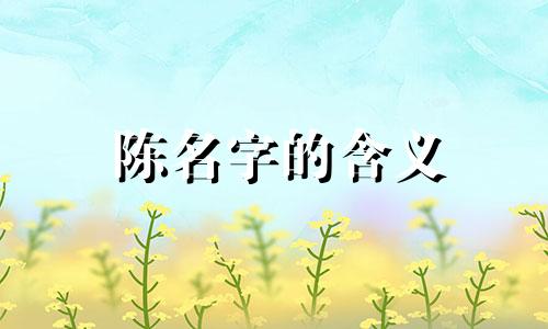 陈名字的含义