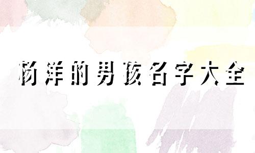杨洋的男孩名字大全 杨洋的男孩名字大全