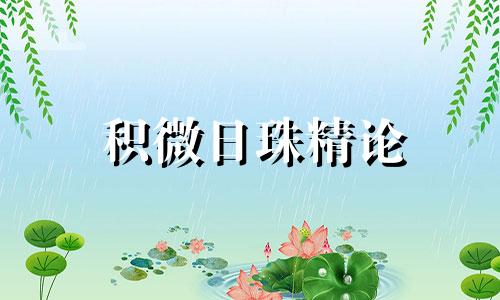 积微日珠精论 积微日珠三明通会精神