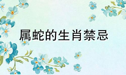 属蛇的生肖禁忌