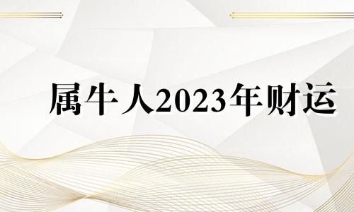 属牛人2023年财运