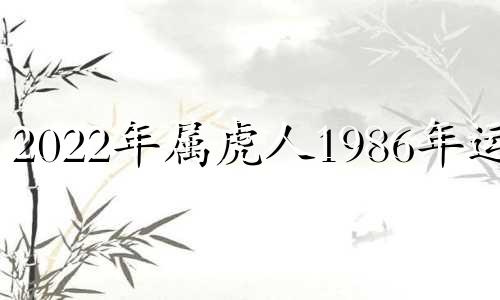 2022年属虎人1986年运势