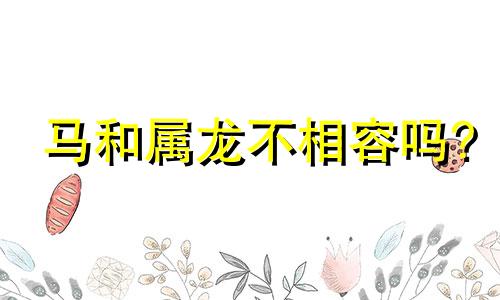 马和属龙不相容吗?