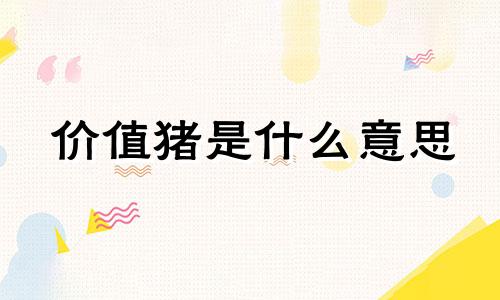 价值猪是什么意思