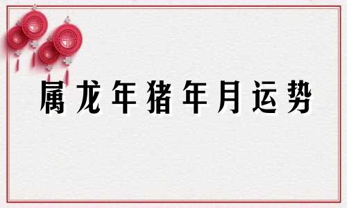 属龙年猪年月运势