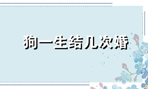 狗一生结几次婚