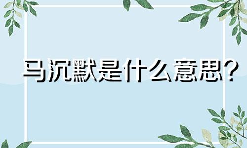 马沉默是什么意思?