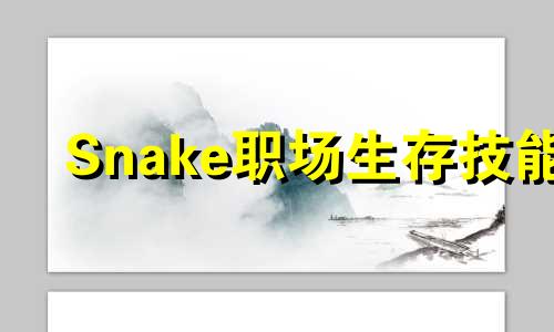 Snake职场生存技能