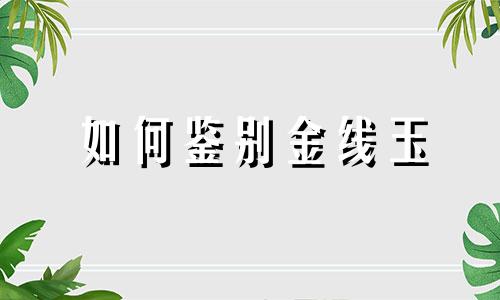 如何鉴别金线玉