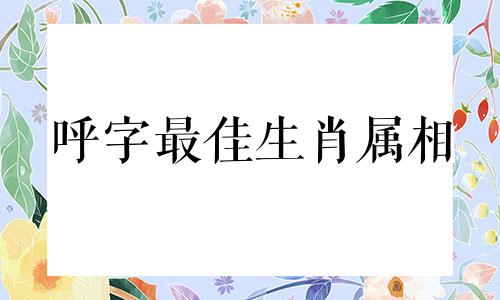 呼字最佳生肖属相 呼打一生肖什么啊