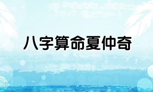 八字算命夏仲奇 盲派八字命理