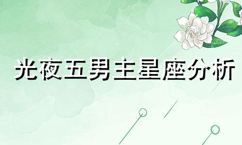光夜五男主星座分析 光与夜之恋人物介绍可以改写为光夜五男主星座分析：探索光