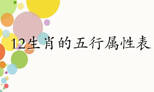 12生肖的五行属性表