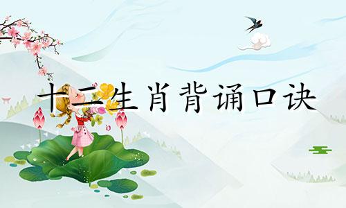 十二生肖背诵口诀