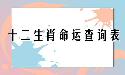 十二生肖命运查询表 包括五行命运和生肖命