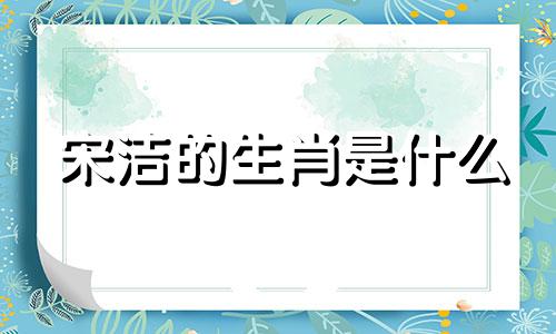 宋洁的生肖是什么 为姓宋的女孩起一个寓意美好、清雅的名字