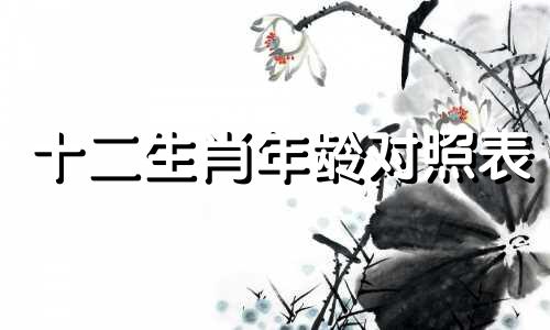 十二生肖年龄对照表