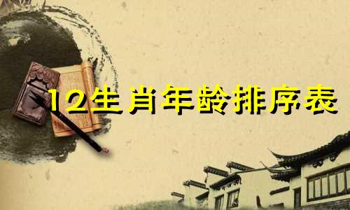 12生肖年龄排序表